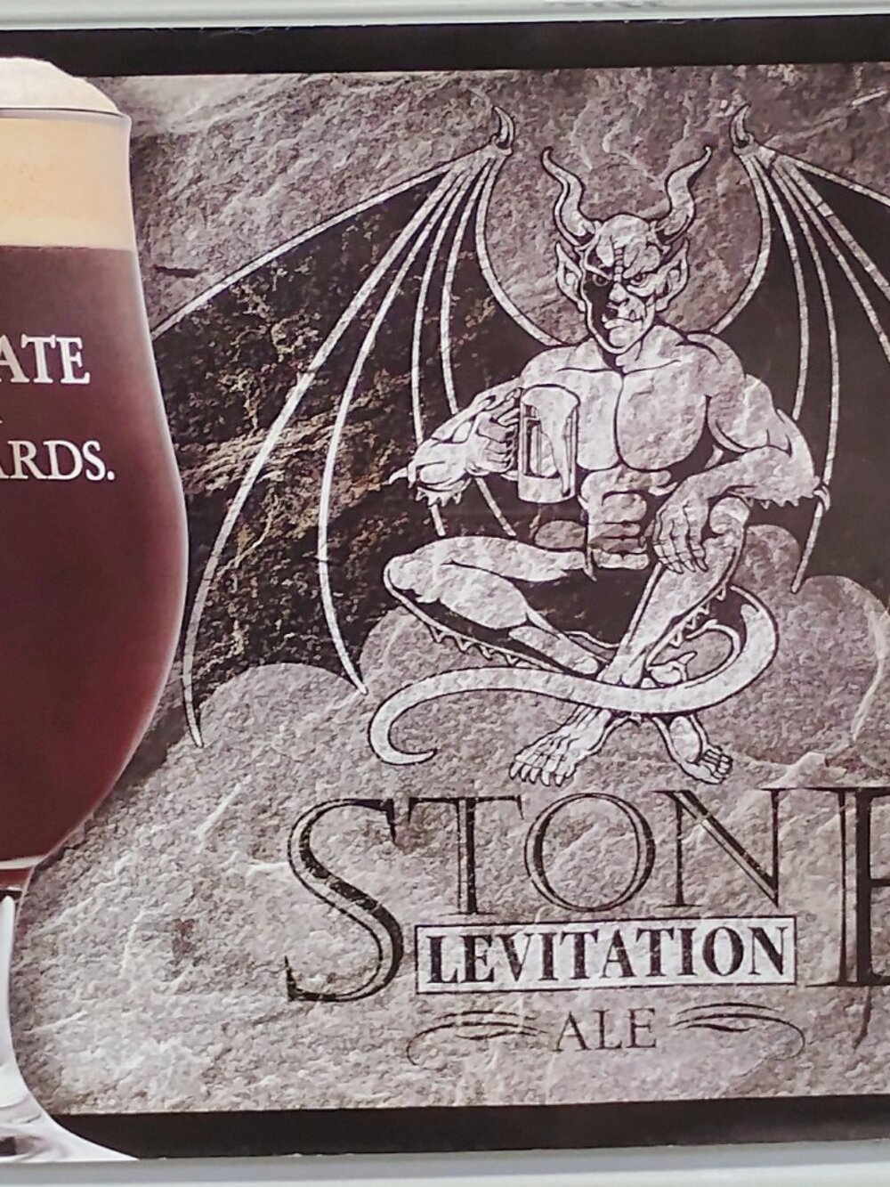 STONE ALE Brewery Levitation Vintage Store Promo AD Rare Bar Poster w Gargoyle
